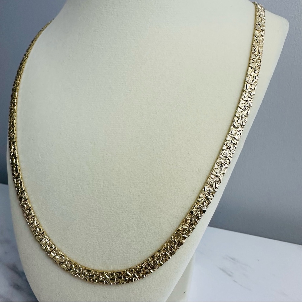 Golden Nugget Style Vintage 24” Gold Plated Necklace - Picture 5 of 13